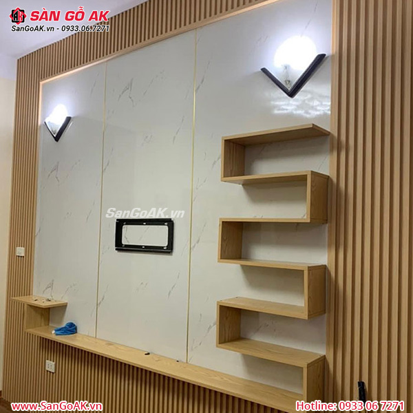 Tấm ốp nhựa lam 5 sóng thấp 806 vân gỗ vàng nhạt